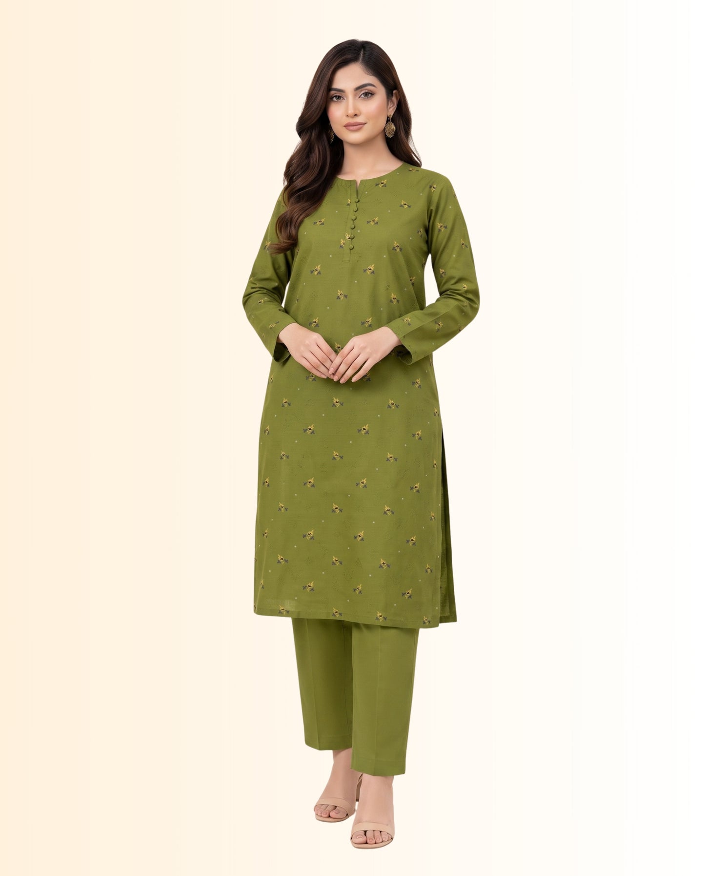 Nishat 2 Piece Unstitched Jacquard Lawn Suit – Two-Tone Shirt with Dyed Lawn Trouser