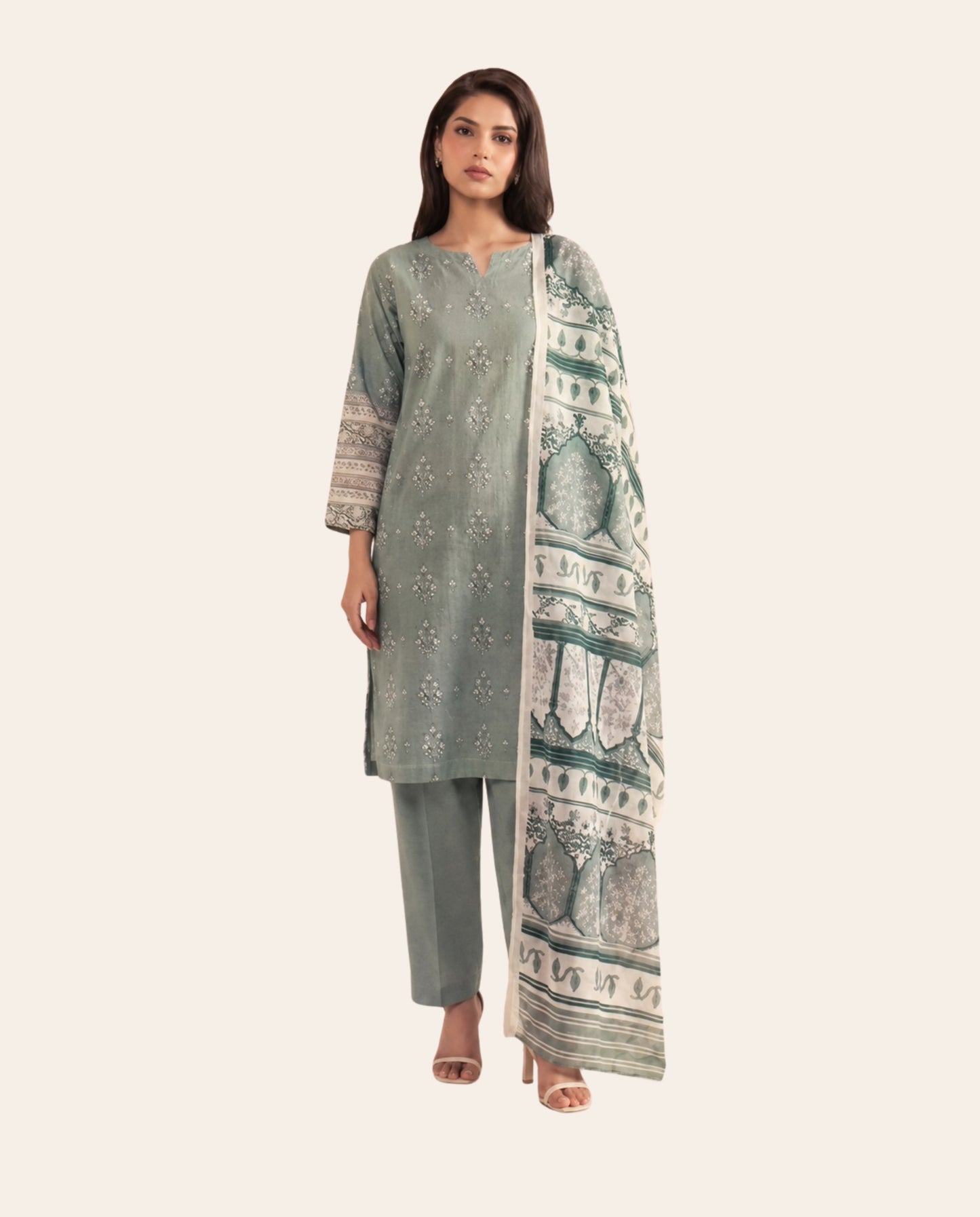 Sapphire 3 Piece Unstitched Printed Lawn Suit – Premium Women's Summer Collection