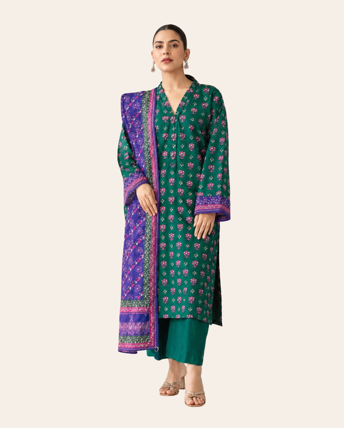 Orient 3 Piece Unstitched Printed Lawn Suit – Premium Women's Summer Collection