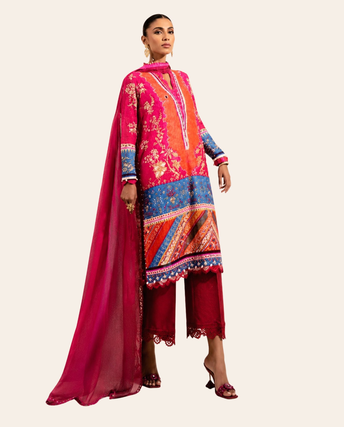 Sana Safinaz 3 Piece Unstitched Printed Lawn Suit – Premium Women's Summer Collection