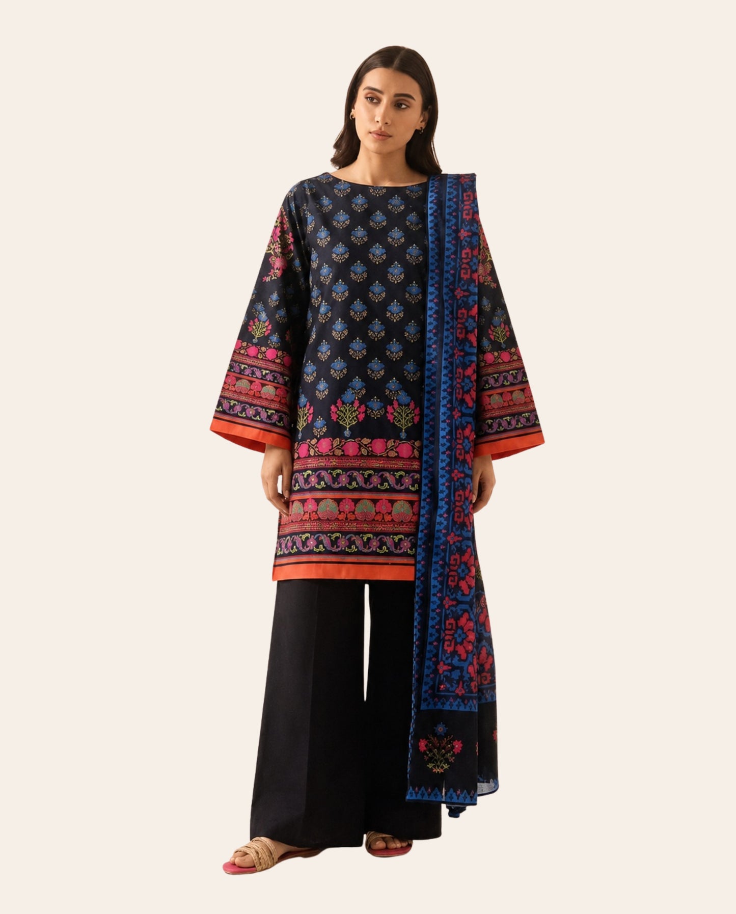 Sapphire 3 Piece Unstitched Printed Lawn Suit – Premium Women's Summer Collection