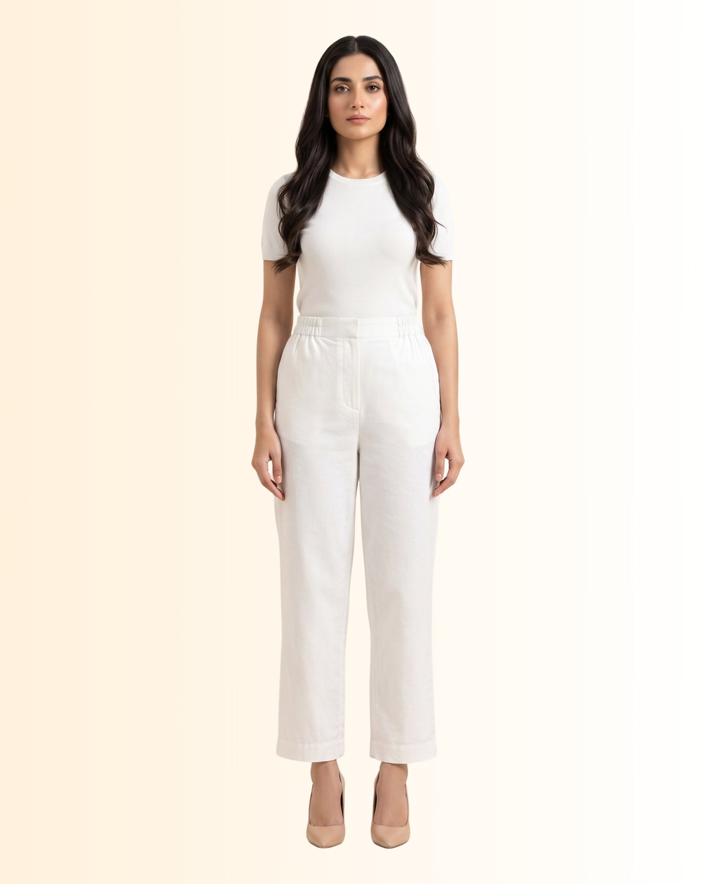 White Stitched Plazo Trouser