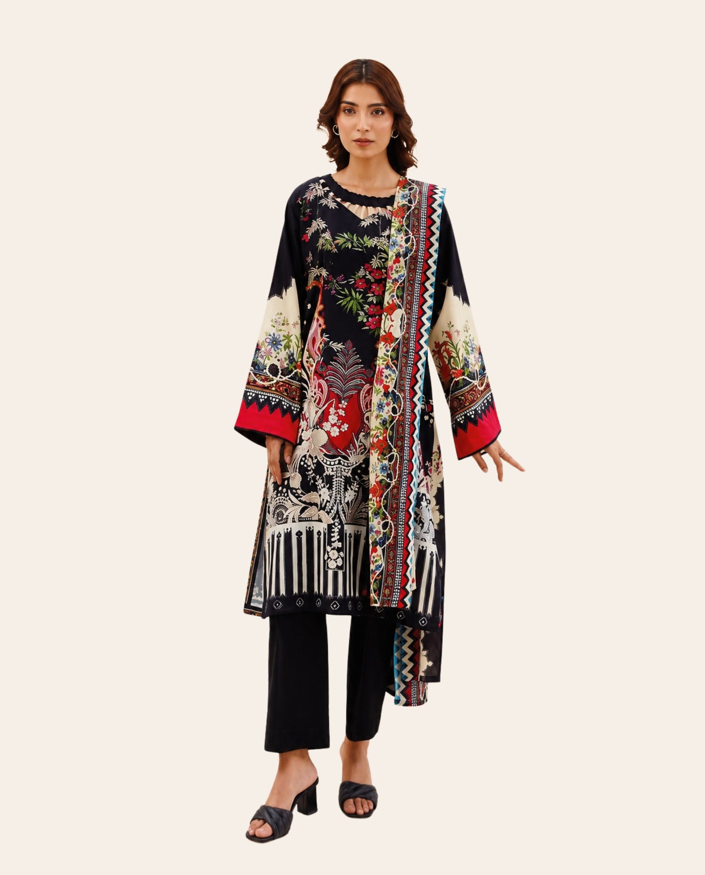 Aroshlay 3 Piece Unstitched Printed Lawn Suit – Premium Women's Summer Collection