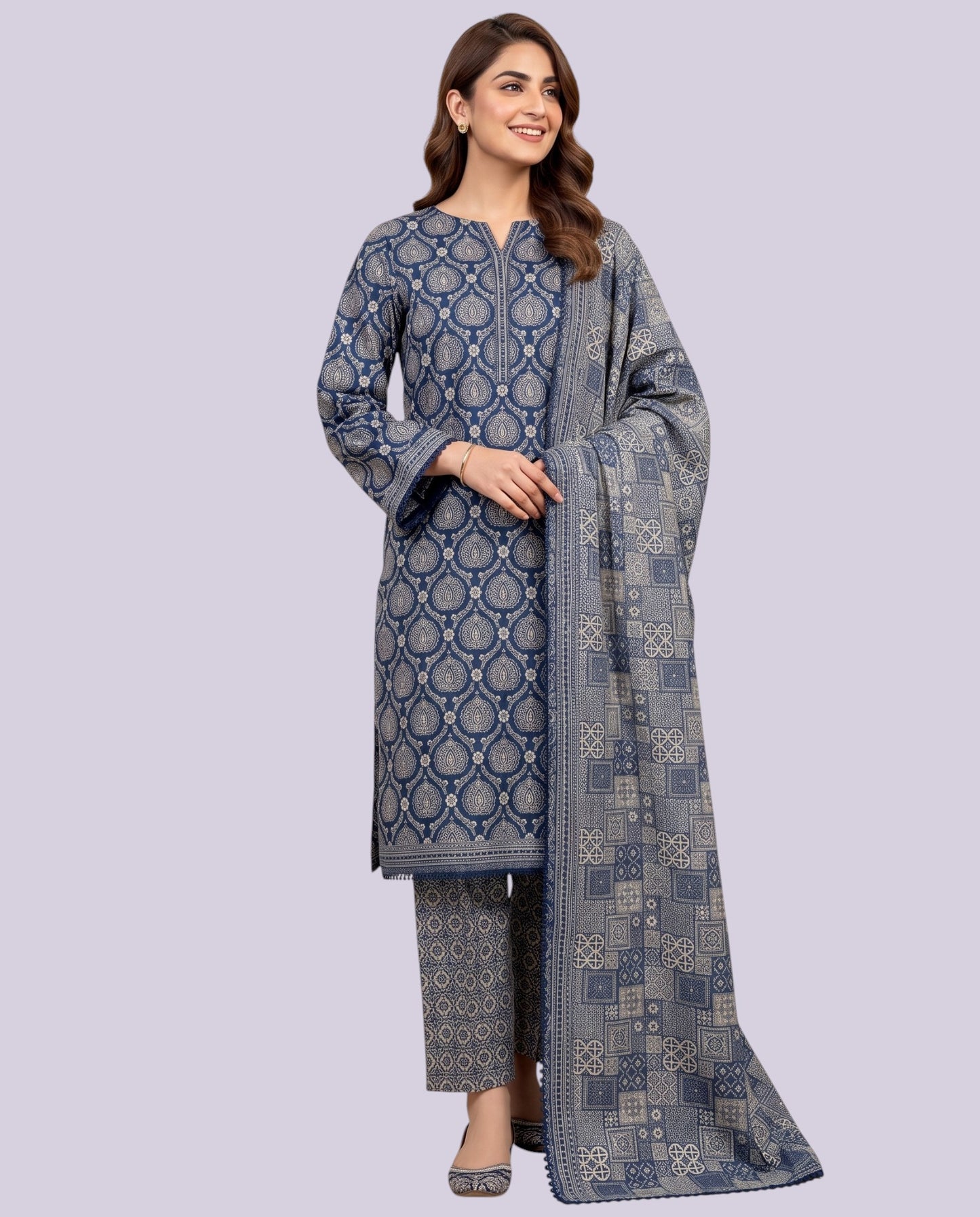 Tawakkal Women's 3 Piece Stitched Printed Suit – Premium Ready-to-Wear Collection