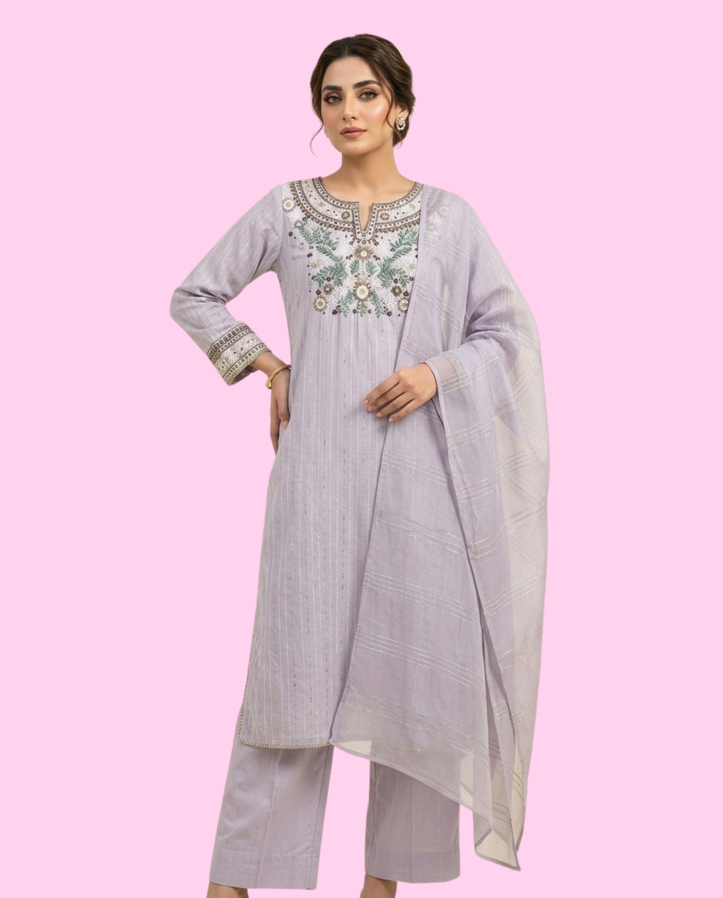 Nishat 3 Piece Light Embroidered Stitched Suit for Women | Premium Ready-to-Wear