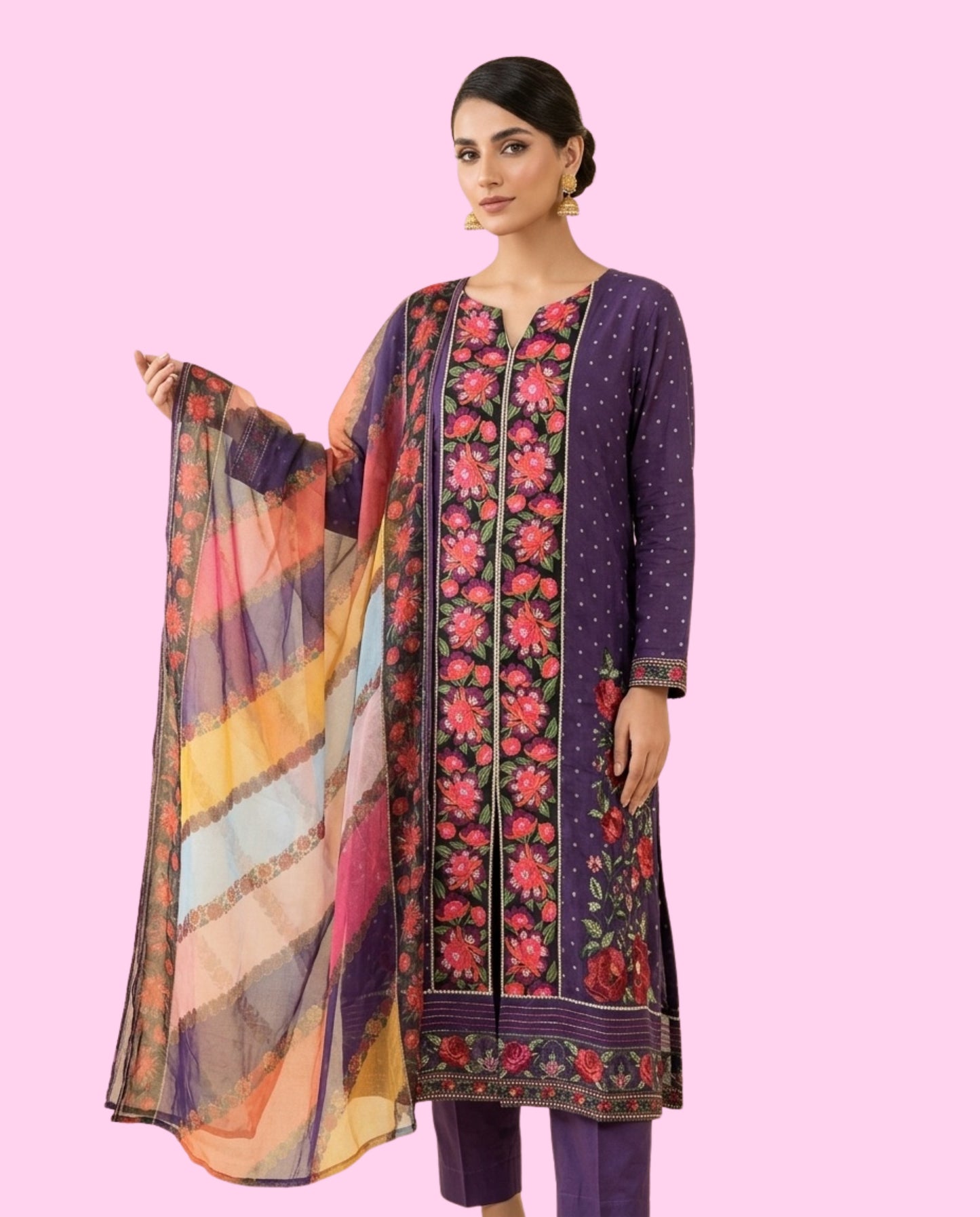Nishat 3 Piece Light Embroidered Stitched Suit for Women | Premium Ready-to-Wear