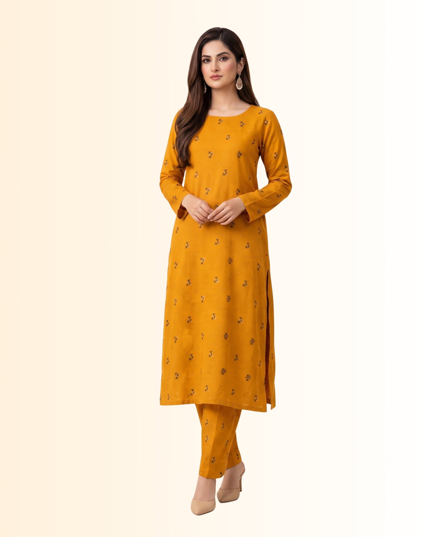 Nishat 2 Piece Unstitched Jacquard Lawn Suit – Two-Tone Shirt with Dyed Lawn Trouser