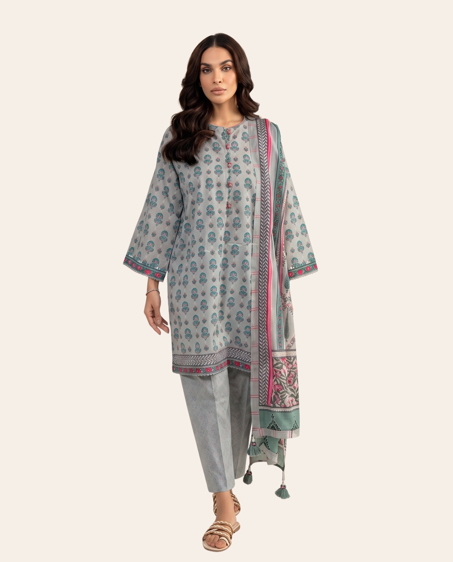 Regalia Textiles Salina Dobby 3 Piece Unstitched Printed Suit – Premium Summer Collection