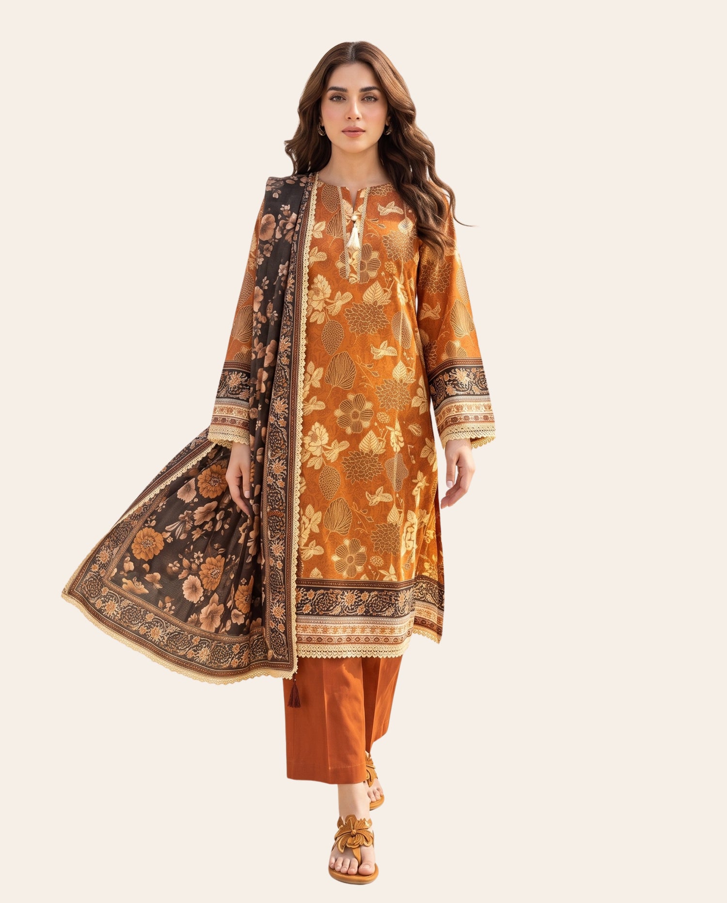 Elaya Prints 3 Piece Unstitched Printed Lawn Suit – Premium Summer Collection
