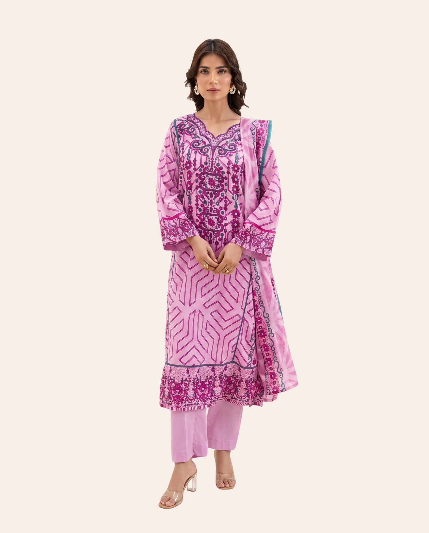 Aroshlay 3 Piece Unstitched Printed Lawn Suit – Premium Women's Summer Collection