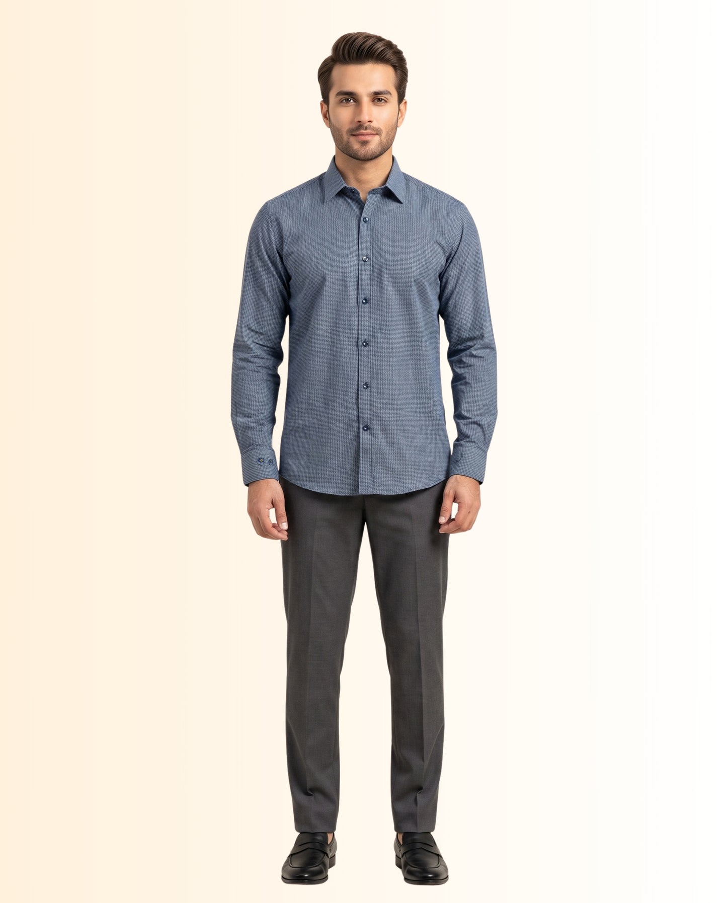 Blue Linings Dress Shirt – Classic Fit Formal Long Sleeve Button-Down Shirt