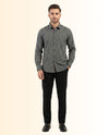 Gray and Black Plaid Pattern Dress Shirt – Classic Fit Formal Long Sleeve Button-Down Shirt