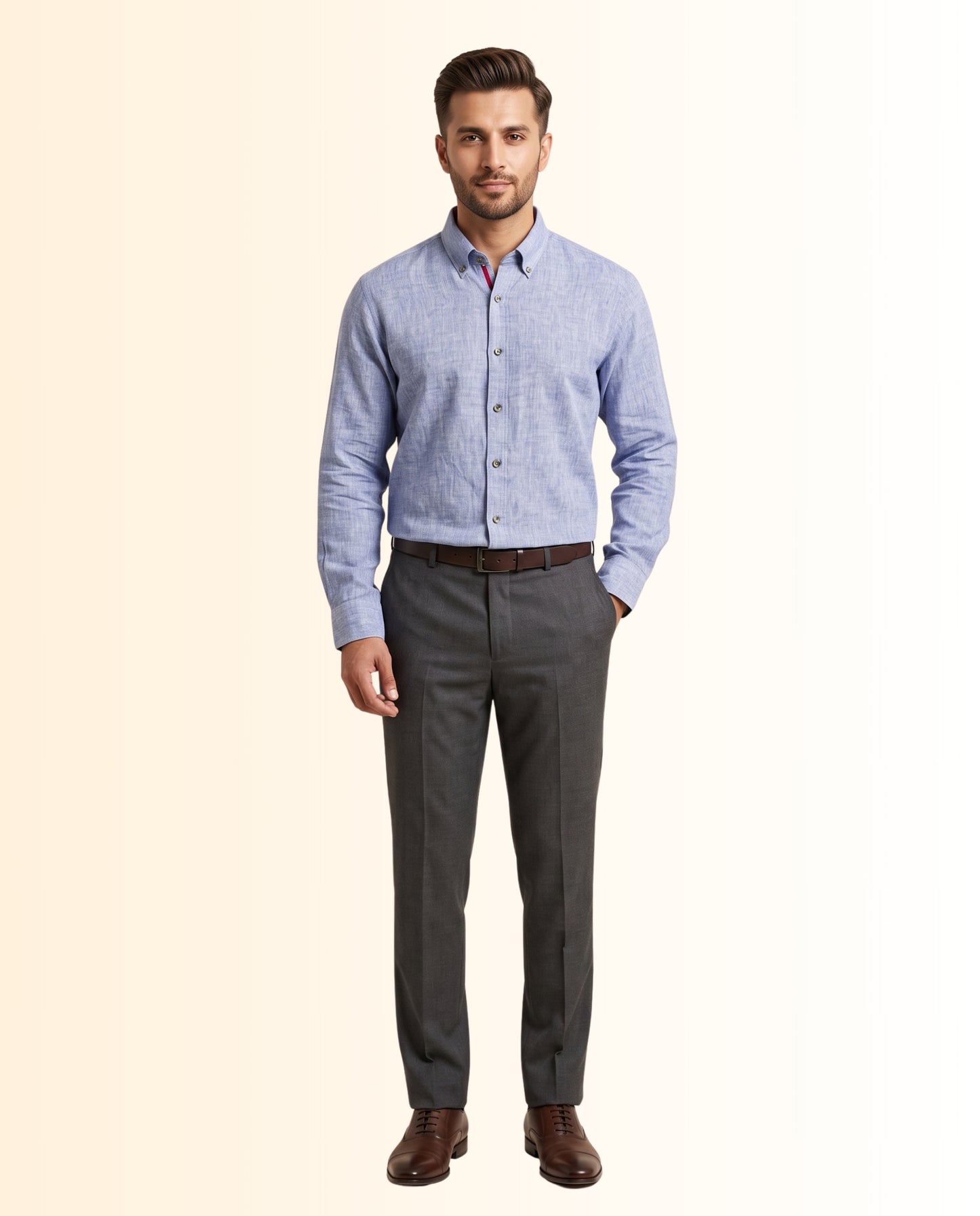 Light Blue with Subtle Textured Dress Shirt – Classic Fit Formal Long Sleeve Button-Down Shirt