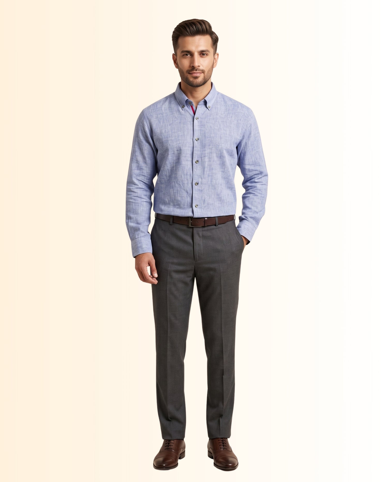 Light Blue with Subtle Textured Dress Shirt – Classic Fit Formal Long Sleeve Button-Down Shirt