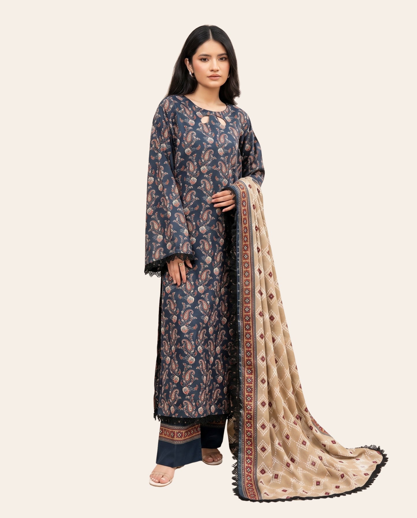 Zesh 3 Piece Unstitched Printed Lawn Suit – Premium Women's Summer Collection