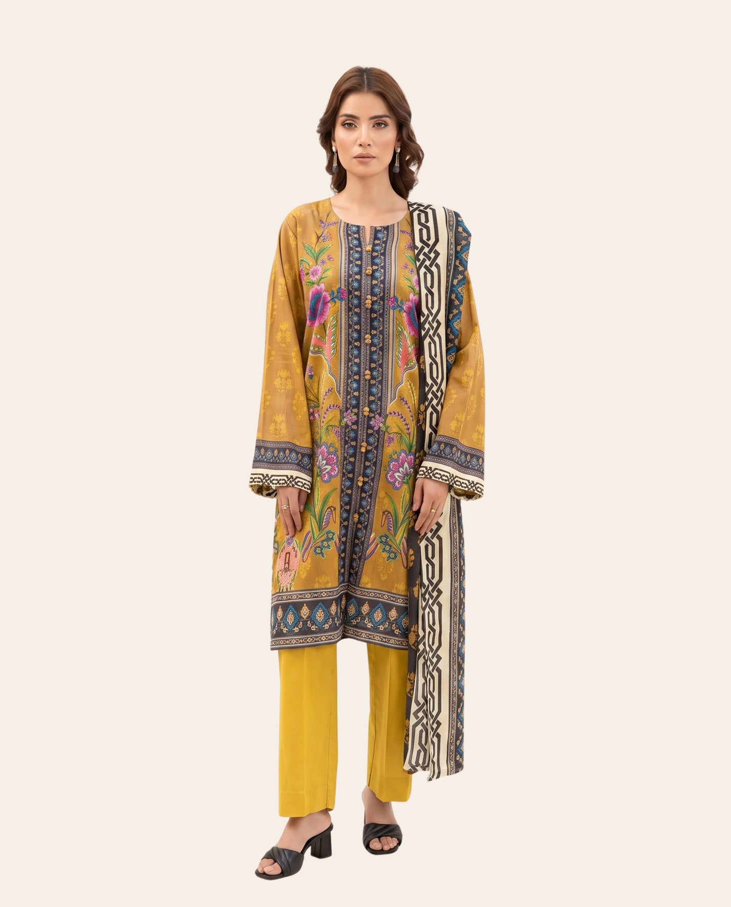 Aroshlay 3 Piece Unstitched Printed Lawn Suit – Premium Women's Summer Collection
