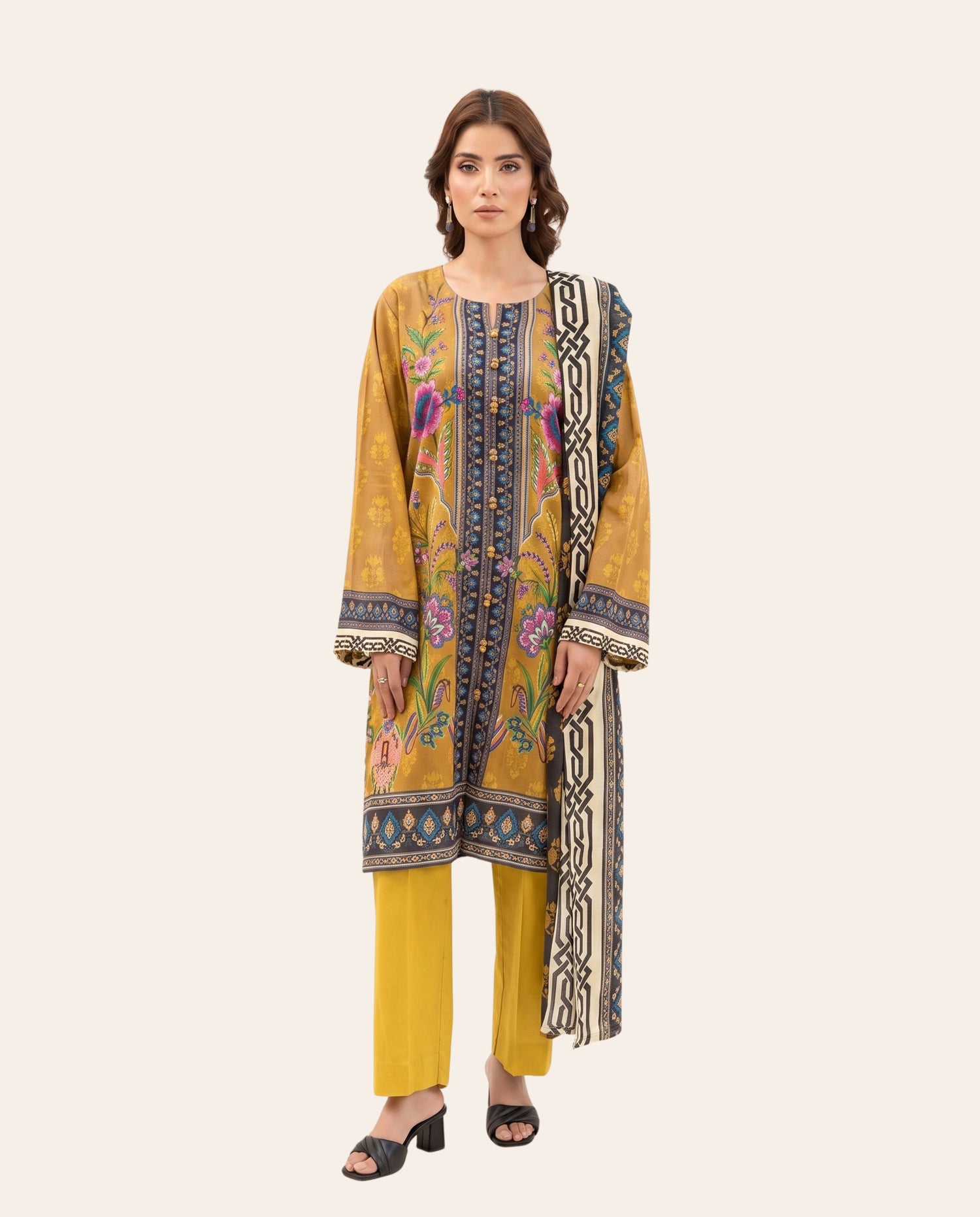 Aroshlay 3 Piece Unstitched Printed Lawn Suit – Premium Women's Summer Collection