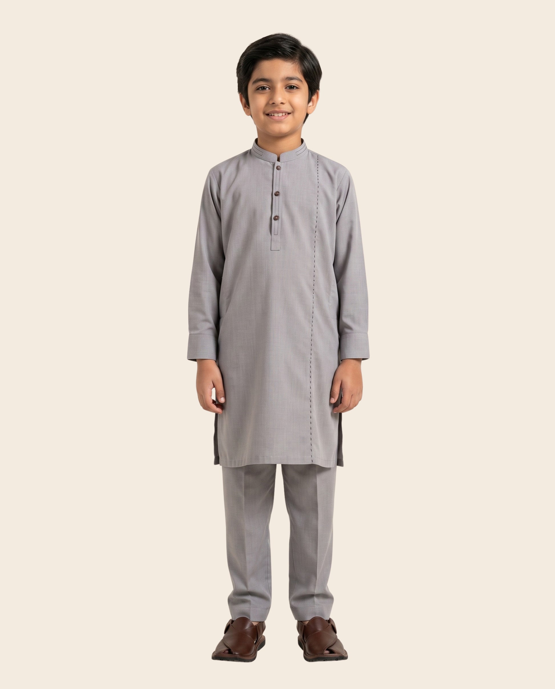 Firdous Premium Wash & Wear boys stitched shalwar kameez featuring a classic Pakistani design with matching kameez and shalwar for Eid, weddings, and everyday wear.