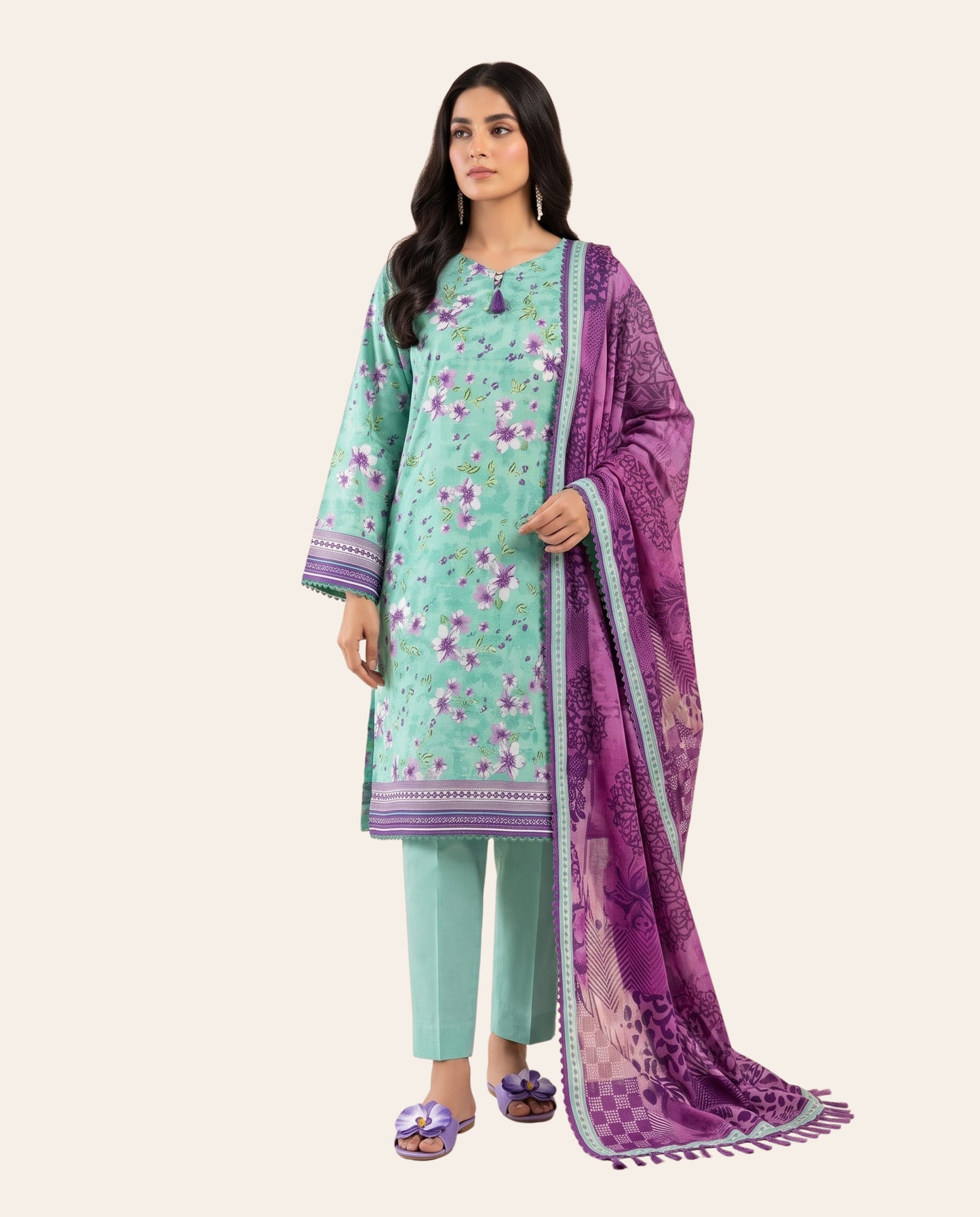 Elaya Prints 3 Piece Unstitched Printed Lawn Suit – Premium Summer Collection