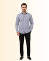 Blue and White Vertically Striped Dress Shirt – Classic Fit Formal Long Sleeve Button-Down Shirt