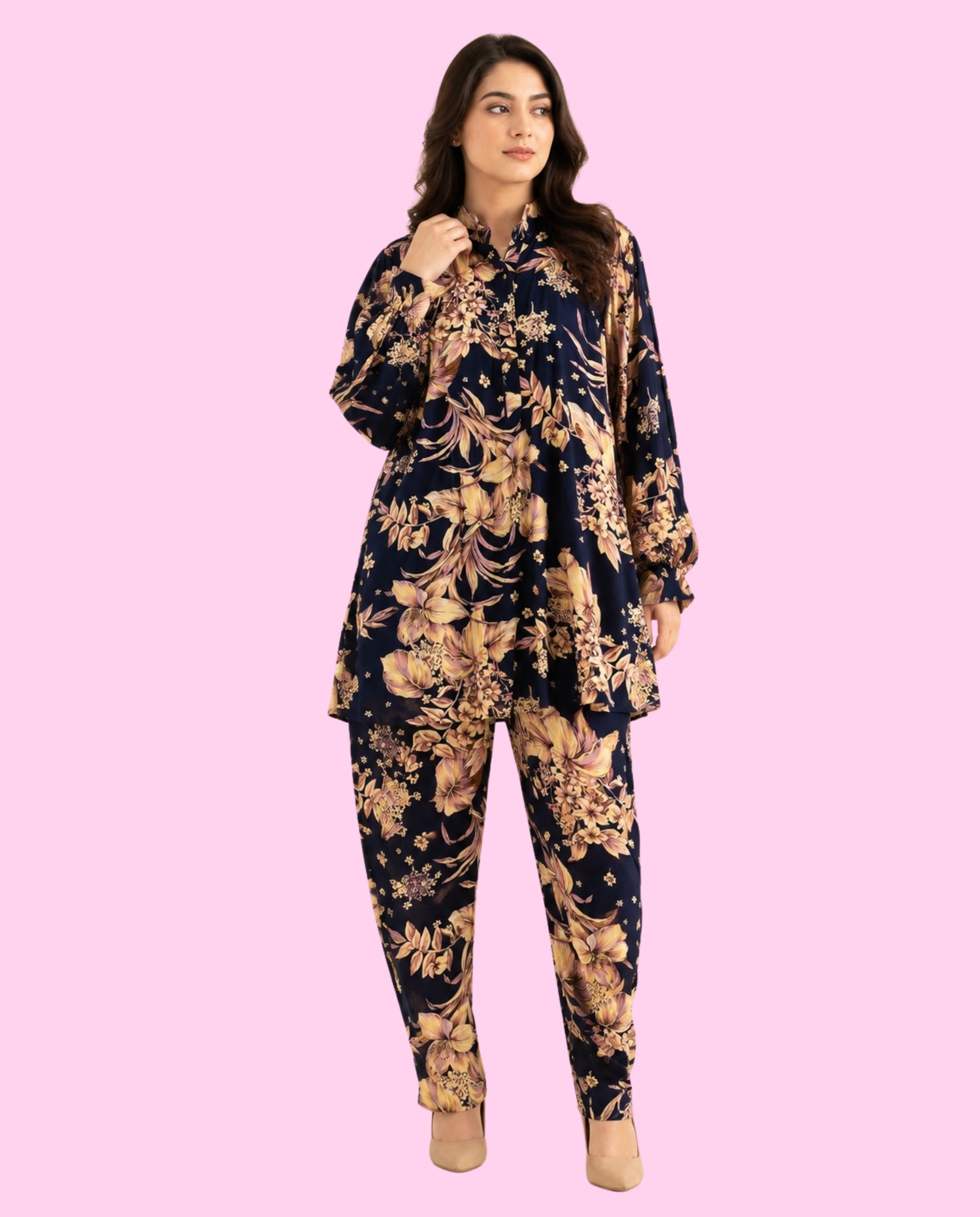 Zahra 2 Piece Stitched Printed Linen Suit – Premium Ready-to-Wear