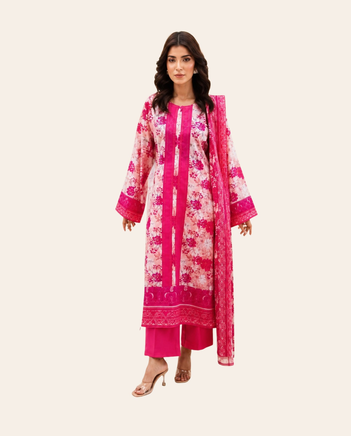 Aroshlay 3 Piece Unstitched Printed Lawn Suit – Premium Women's Summer Collection