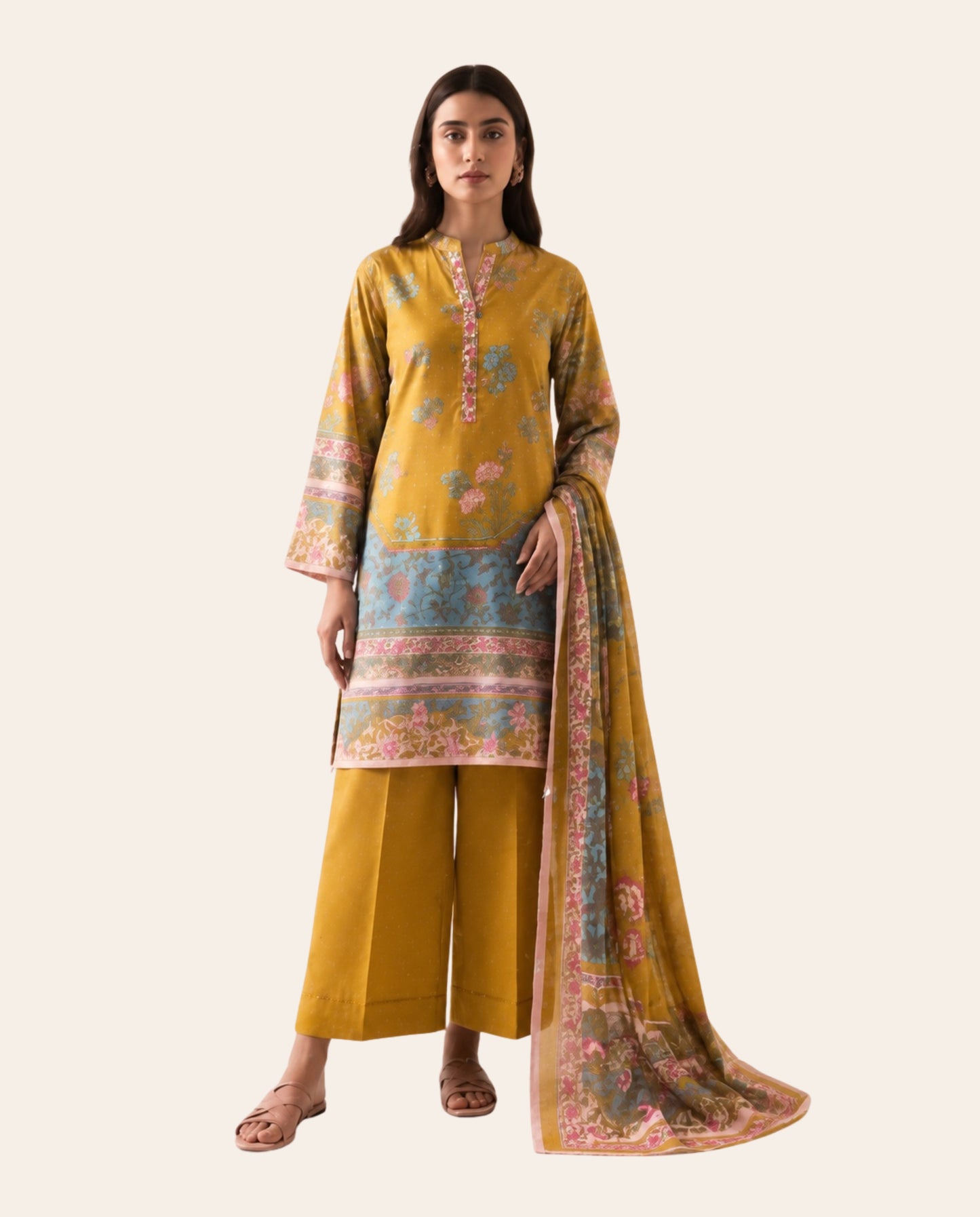 Sapphire 3 Piece Unstitched Printed Lawn Suit – Premium Women's Summer Collection