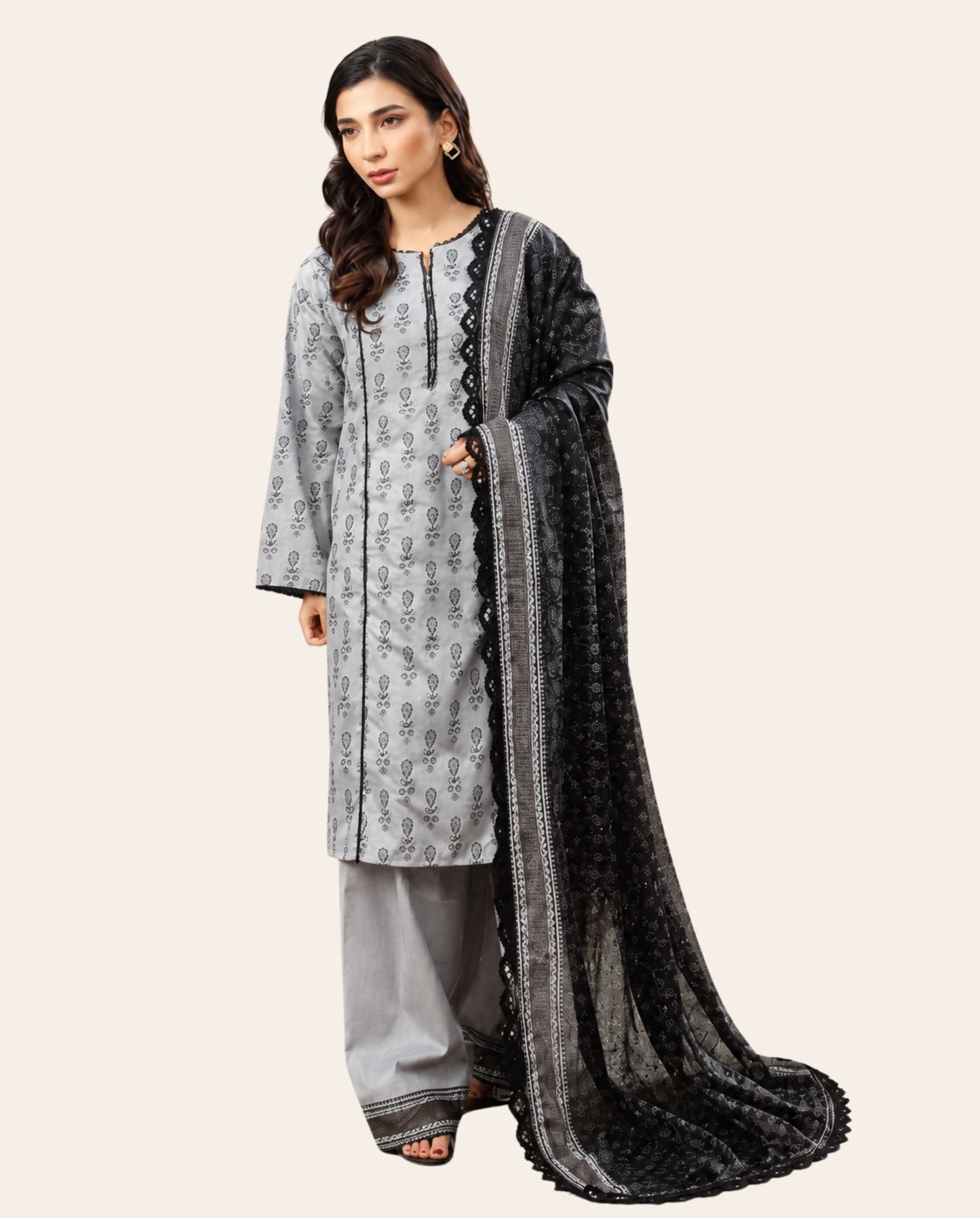 Zesh 3 Piece Unstitched Printed Lawn Suit – Premium Women's Summer Collection