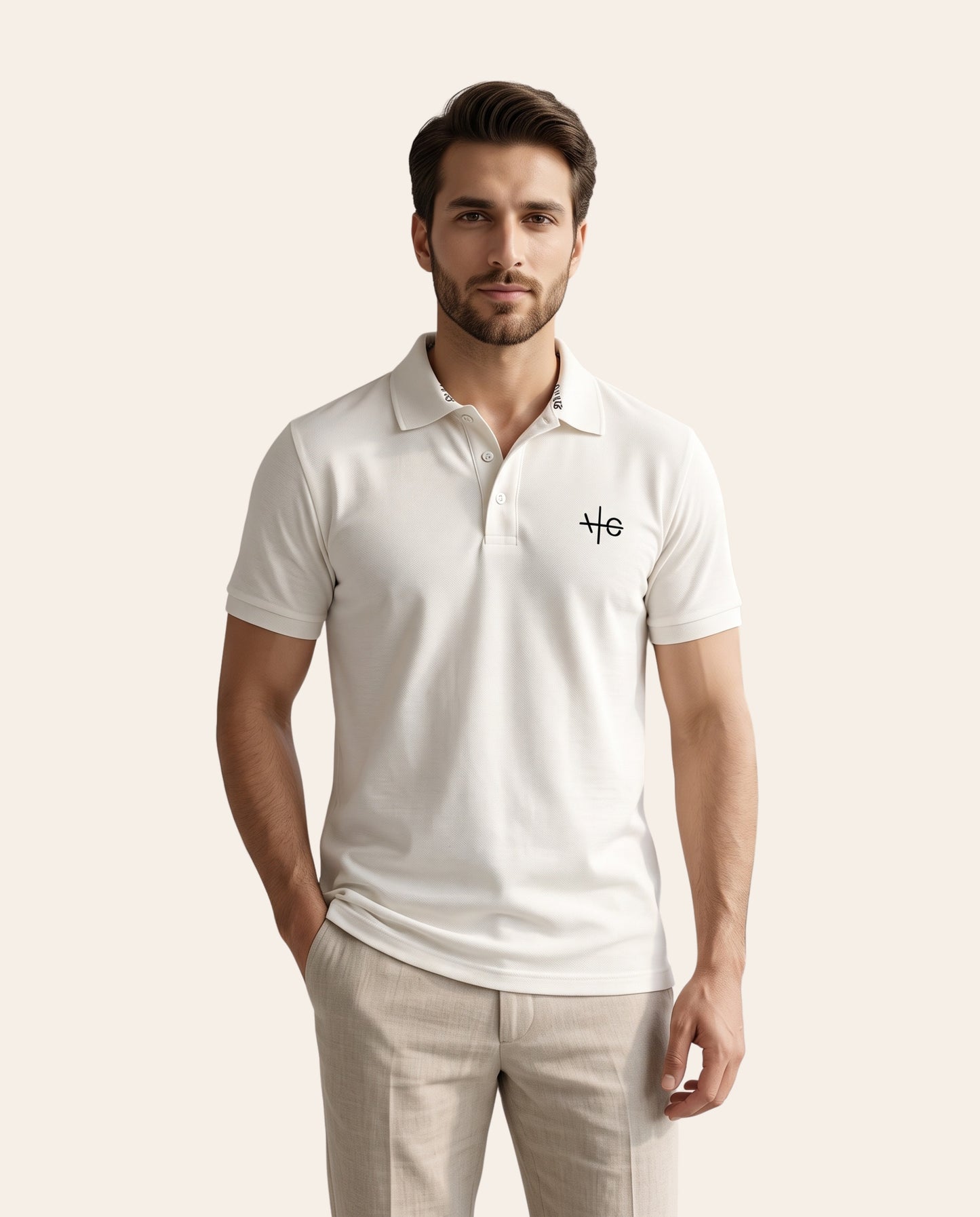 White Men's Polo Shirt – Classic Cotton Collared Short Sleeve Polo Tee