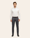 White Subtle Vertical Pinstripes Dress Shirt – Classic Fit Formal Long Sleeve Button-Down Shirt