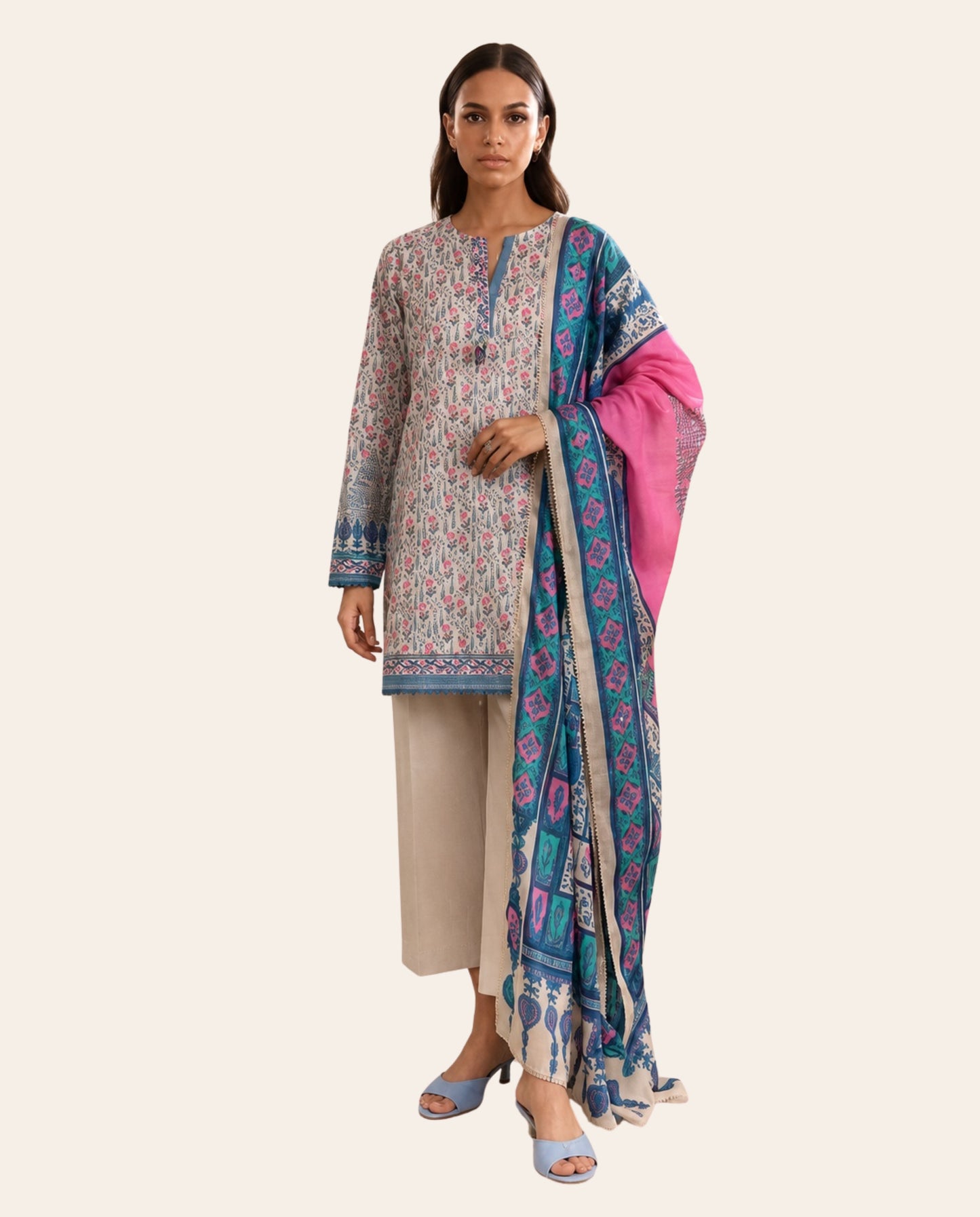Regalia Textiles Salina Dobby 3 Piece Unstitched Printed Suit – Premium Summer Collection