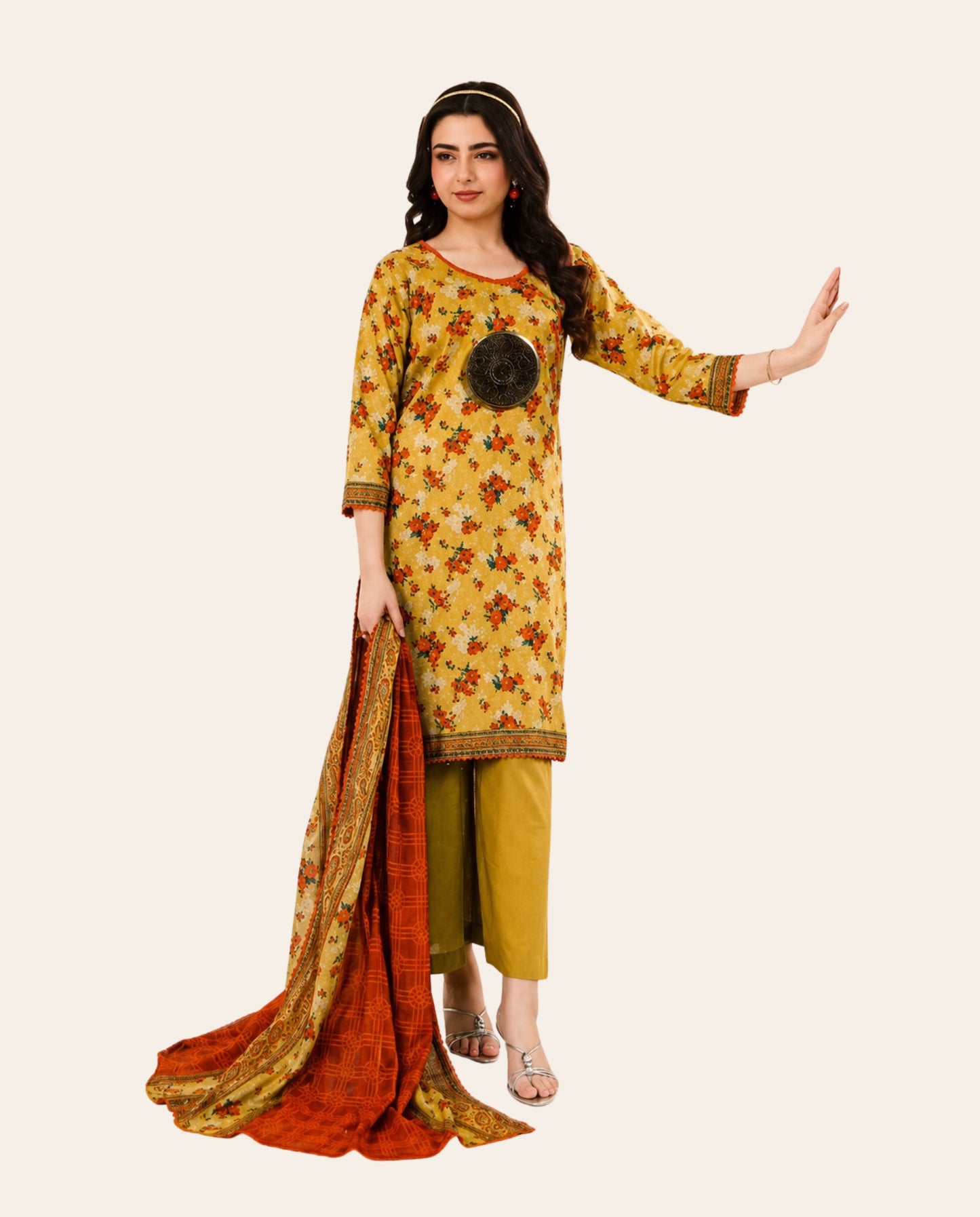 Zesh 3 Piece Unstitched Printed Lawn Suit – Premium Women's Summer Collection