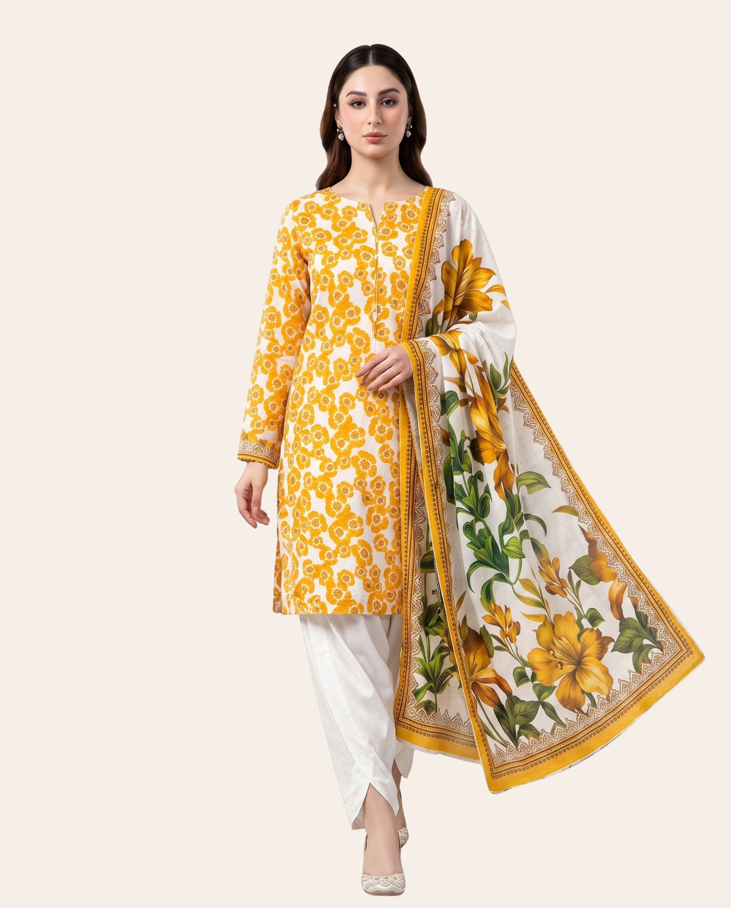 Regalia Textiles Salina Dobby 3 Piece Unstitched Printed Suit – Premium Summer Collection