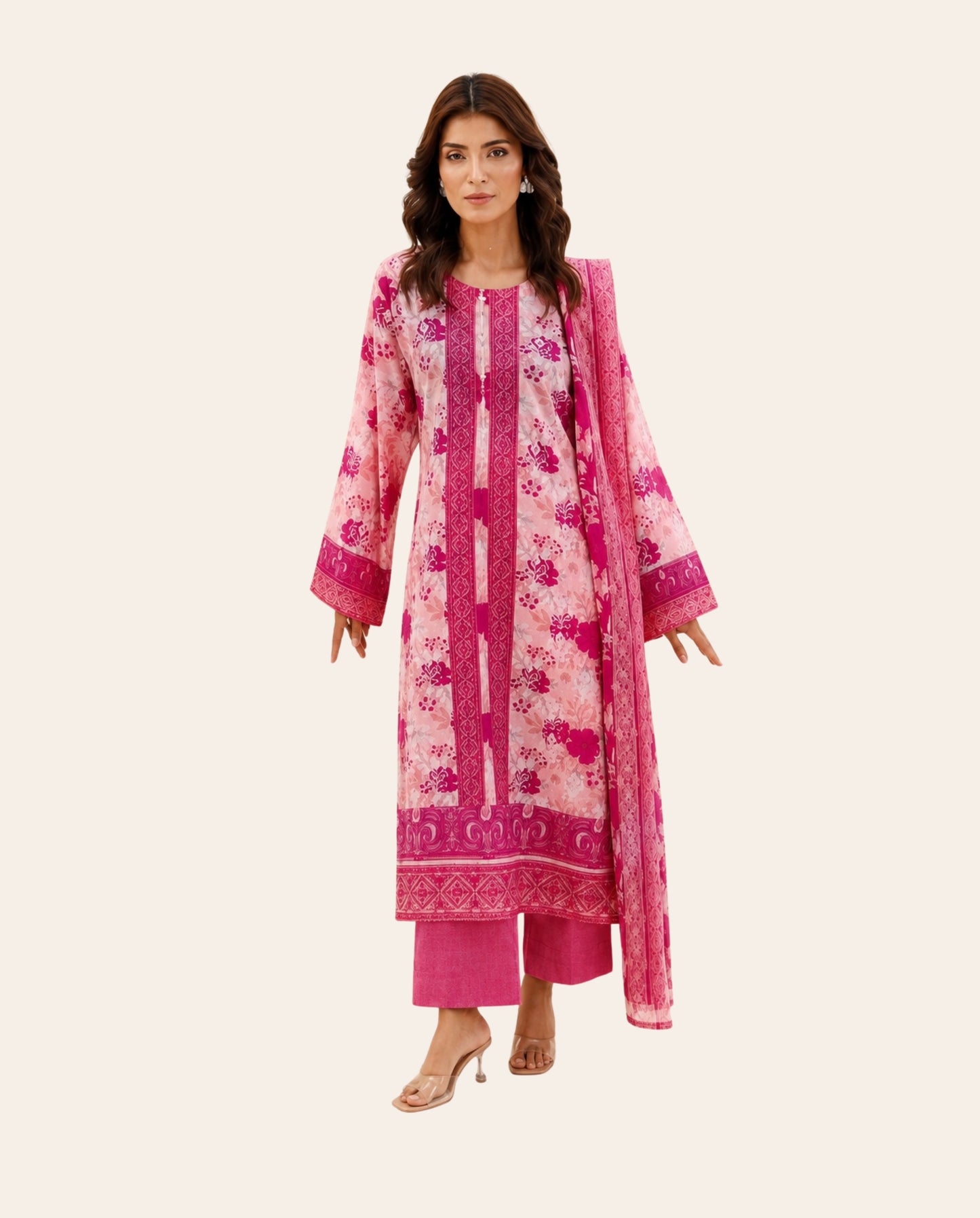 Aroshlay 3 Piece Unstitched Printed Lawn Suit – Premium Women's Summer Collection
