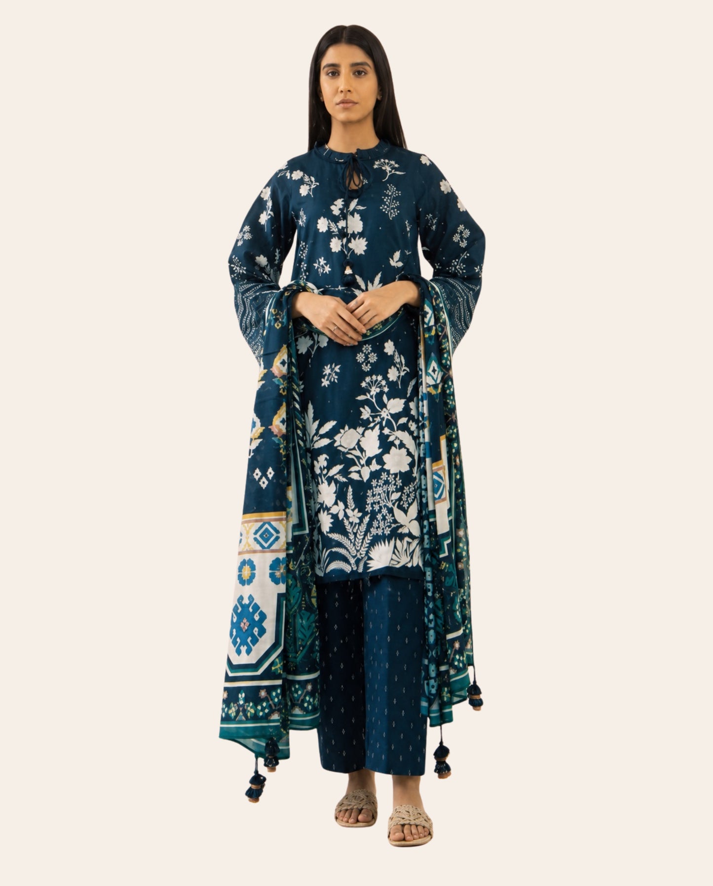 Sapphire 3 Piece Unstitched Printed Lawn Suit – Premium Women's Summer Collection