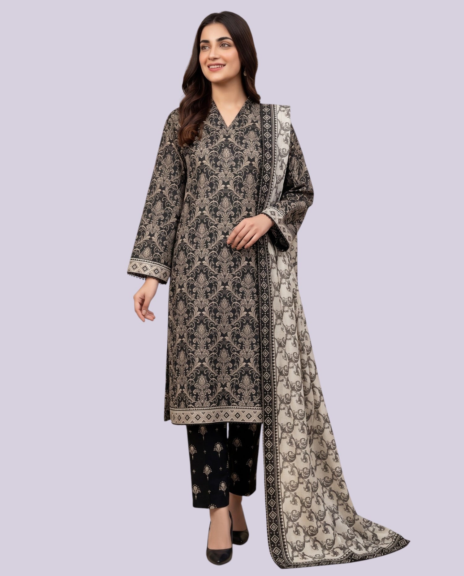 Tawakkal Women's 3 Piece Stitched Printed Suit – Premium Ready-to-Wear Collection