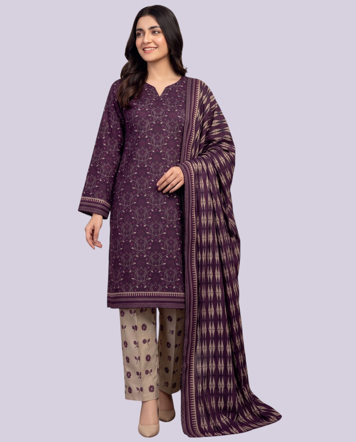 Tawakkal Women's 3 Piece Stitched Printed Suit – Premium Ready-to-Wear Collection