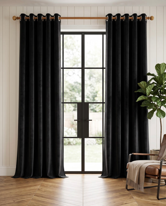 Black 8 Ring Curtain – Premium Ready-to-Hang Eyelet Curtain Panel