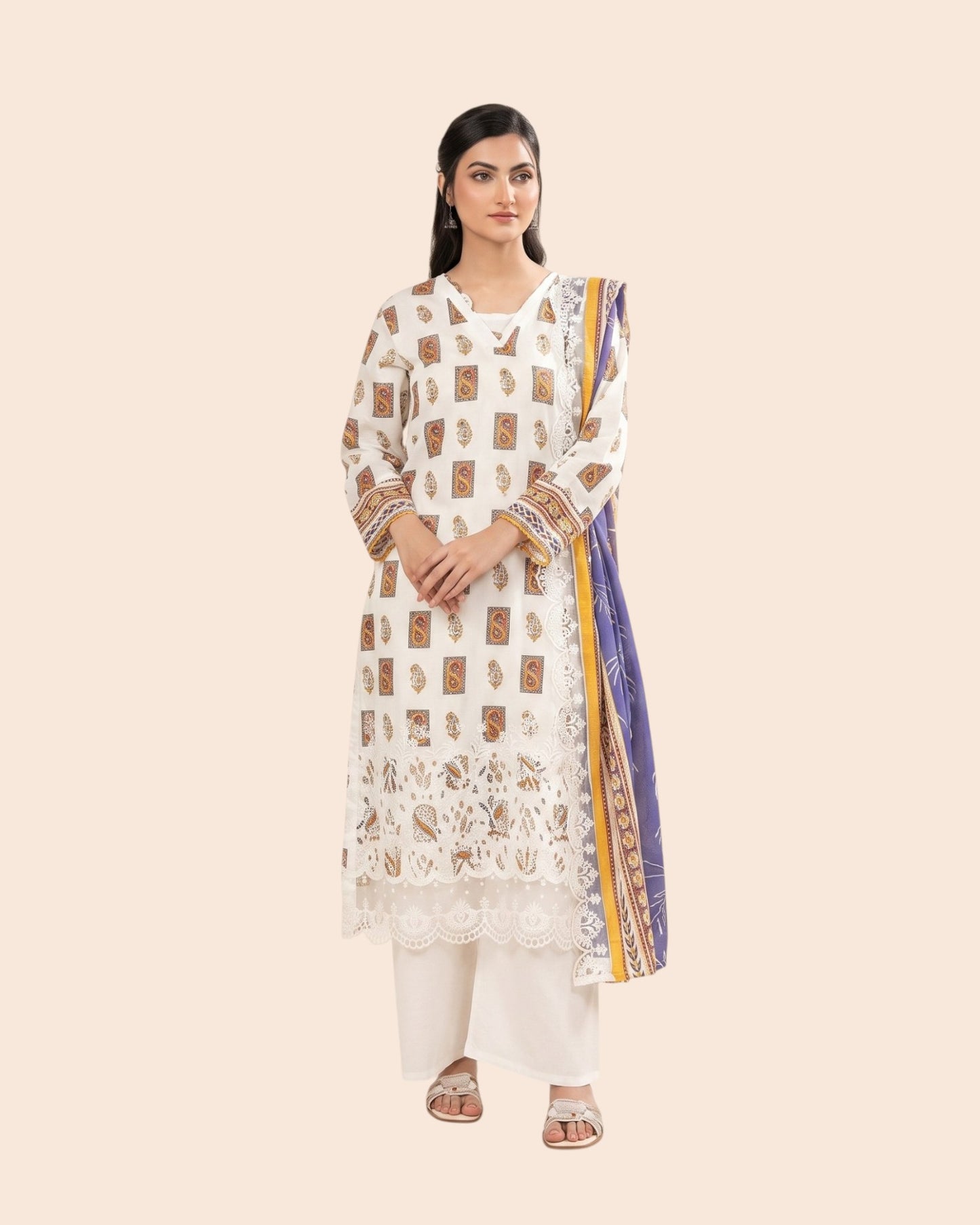 Zesh Luxury 3 Piece Embroidered Lawn Unstitched Suit