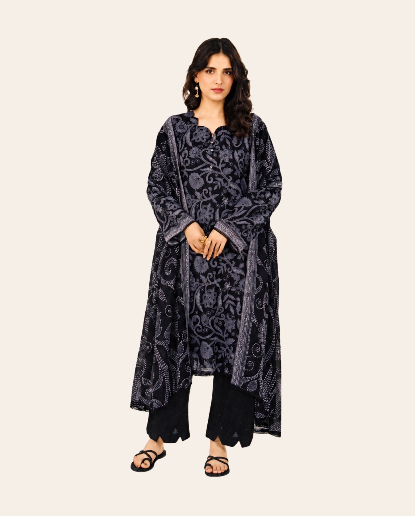 Zesh 3 Piece Unstitched Printed Lawn Suit – Premium Women's Summer Collection